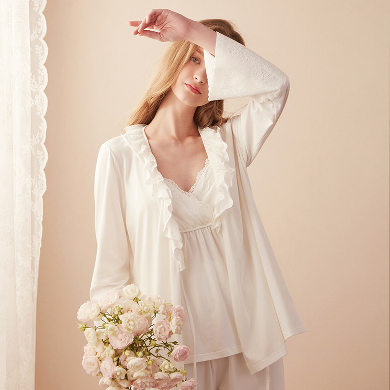 埃慕月子服三件套夏季产后喂奶睡衣 埃慕家居服套装