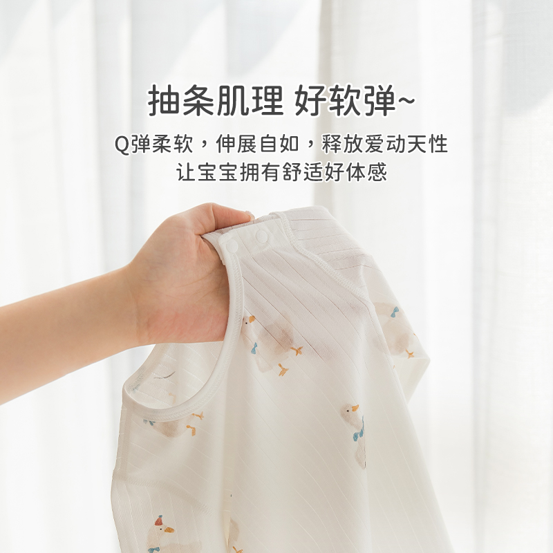 乖奇熊男女宝宝内衣套装家居衣服婴儿分体夏季薄款空调服凉感睡衣-图1