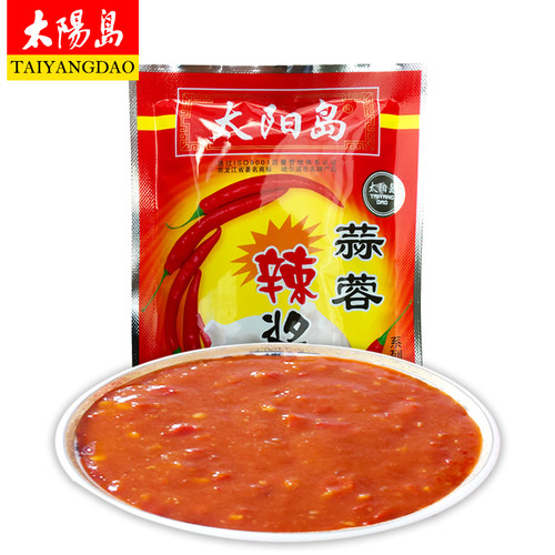 太阳岛酱蒜蓉辣酱100g袋辣椒酱烧烤调料烤肉蘸酱韩式辣酱系小包装 - 图0