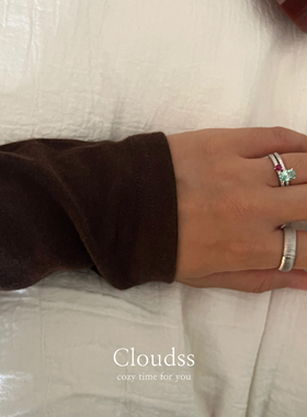 「午夜巴黎」高级感帕拉伊巴色高碳钻排钻925纯银戒指