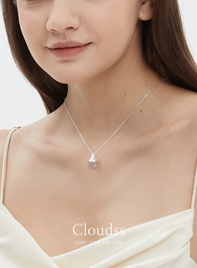 Cloudss「夏夜雨滴」小众设计s925纯银天然石吊坠项链