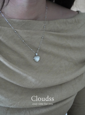 Cloudss「白月光」天然贝母爱心s925纯银项链