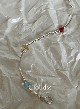 Cloudss「三原色」原创设计感s925纯银红玛瑙黄水晶手链