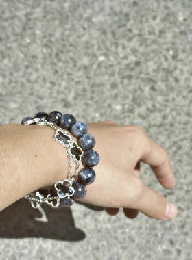 天然彼得石手链猫眼手串男女深蓝色猫眼暴风雨宝石地球纹手链