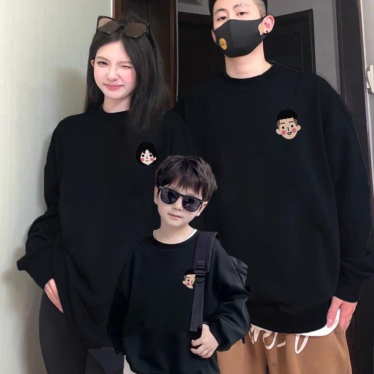 不一样亲子装一家三口四口母子女2024新款圆领卫衣高级感卫衣男