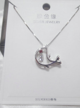 通体s925银锆石镶钻小项链锁骨链