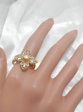 女天然珍珠淡水戒指指环开口可调