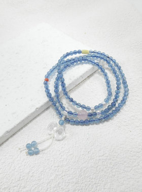 天然石绿松石小米珠6m多圈手链女