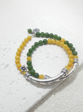 天然石和田玉蜜蜡翡翠手链