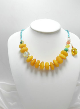 天然石项链翡翠盐源孔雀石老蜡