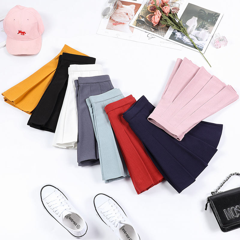 百褶裙垂坠感松紧高腰女春夏短裙纯色胖mm短款防走光大码半身裙,淘宝优惠券,粉丝福利购,淘宝优惠卷