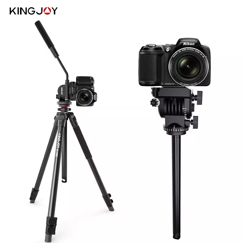 劲捷（KINGJOY）VT-1200反相机摄影摄像铝合金三脚架液压阻尼云台套装 - 图2