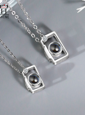 迷你纯银迷你照相机项链一对