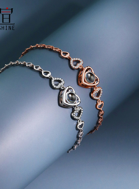 网红定制刻字投影纯银送老婆手链