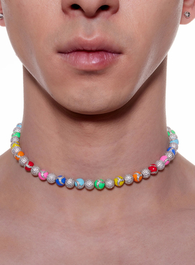 BUDAHOOD Rainbow Drip Dragon Necklace彩虹配色满钻项链