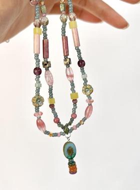 原创春之序曲捷克珠清新配色氛围感双层手工串珠小众项炼新