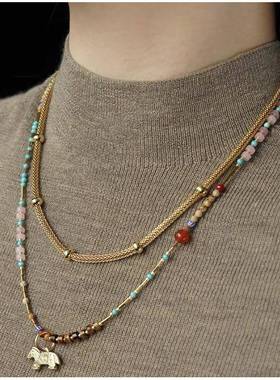 小马博物馆项炼 原创小众设计手工串珠覆古锁骨炼