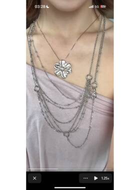 菊花炼条细闪瀑布气质长项炼叠戴秋冬毛衣炼女高级感