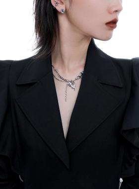 拉文克劳鹰院原创项链蓝色锆石耳环小众高级感y2k锁骨链