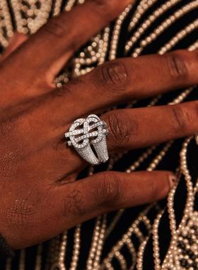 GLACIERBOY ICED OUT $SIGN RING 美金符号满钻戒指 嘻哈hiphop男