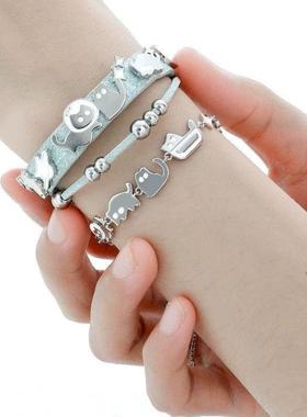 夜猫子手链2025新款原创小众设计甜酷猫咪皮革手环手镯