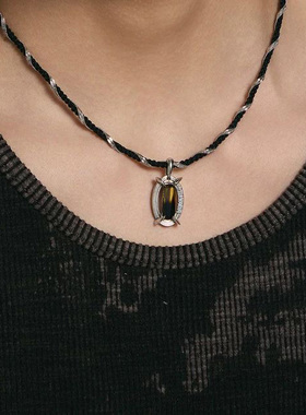 【王安宇同款】黑头黑胶浪潮系列项链渐变编织双层链明星潮流饰品