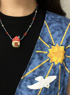 精灵小房子 设计感小众手工项链女锁骨链