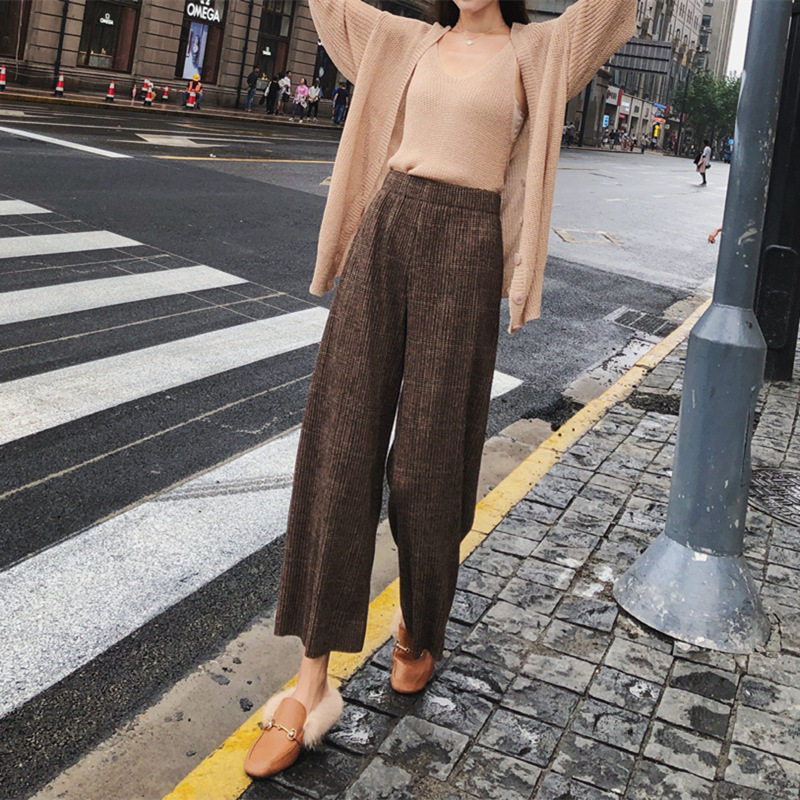 毛呢秋冬加绒宽松高腰垂感阔腿裤 伊索芙休闲裤