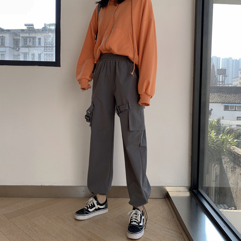 束脚工装裤显瘦高腰春秋运动裤子 伊索芙休闲裤