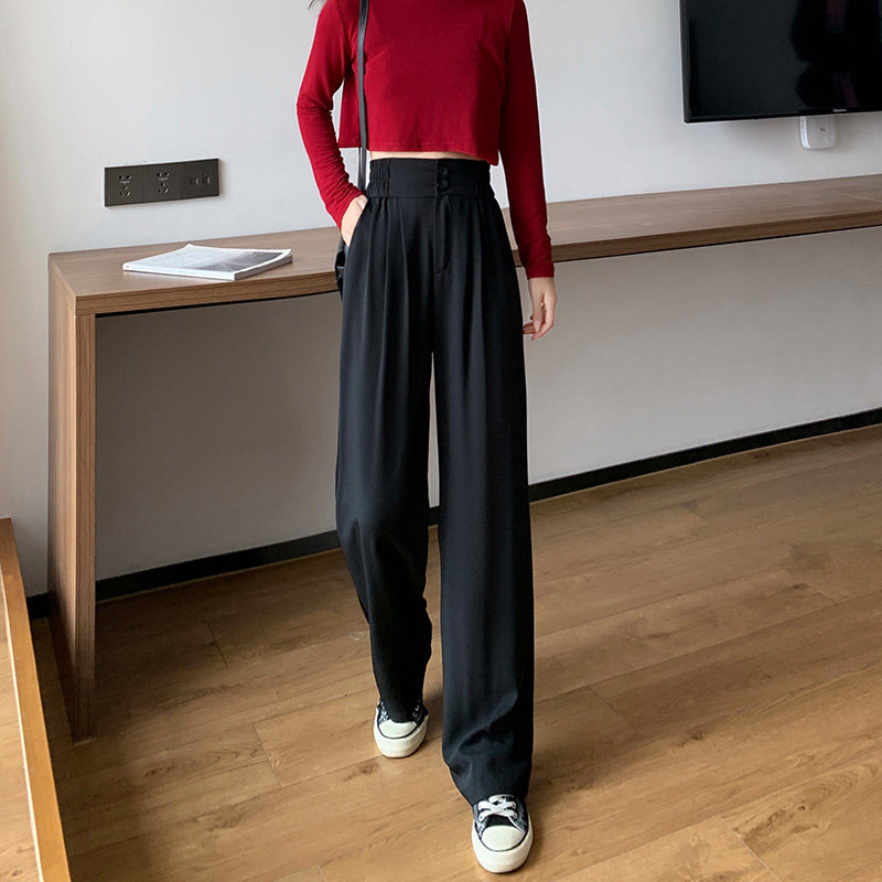 双扣秋冬宽松直筒2020年新款西装裤 伊索芙休闲裤