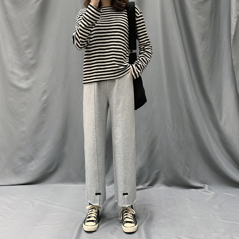 开叉阔腿裤女春装2020新款宽松裤子 伊索芙休闲裤