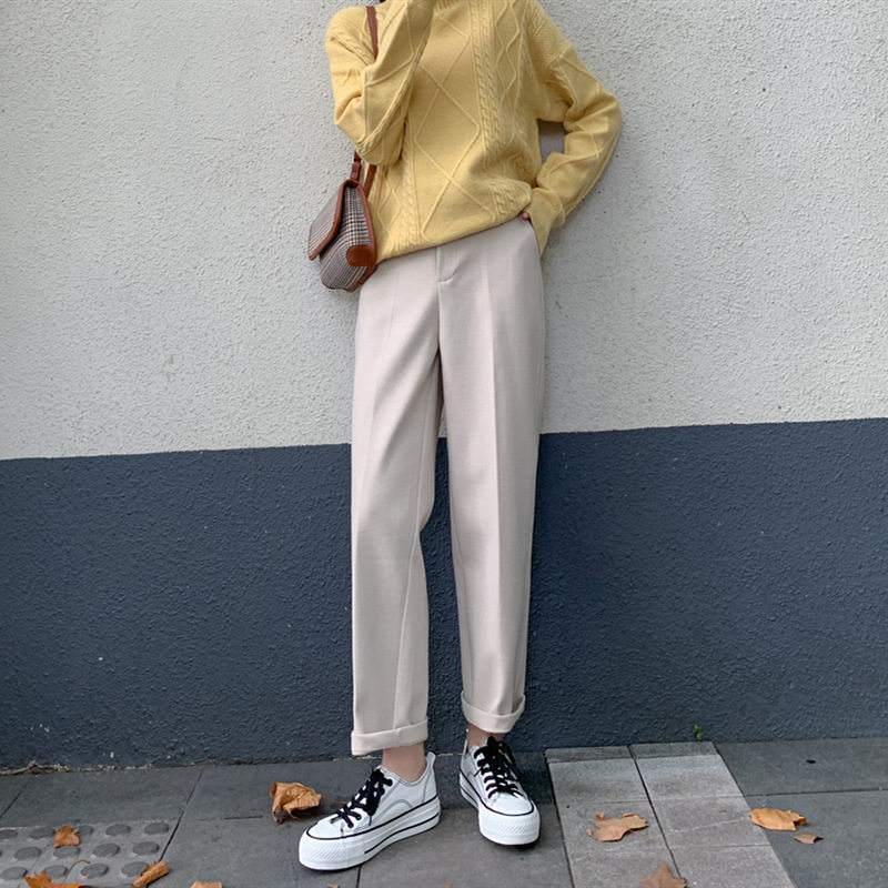 毛呢裤子女秋冬2020新款高腰哈伦裤 伊索芙休闲裤