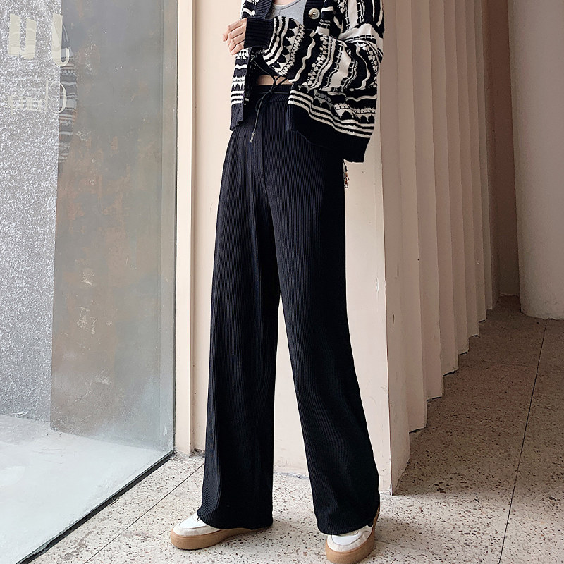 针织秋冬高腰垂感2020年新款阔腿裤 伊索芙休闲裤