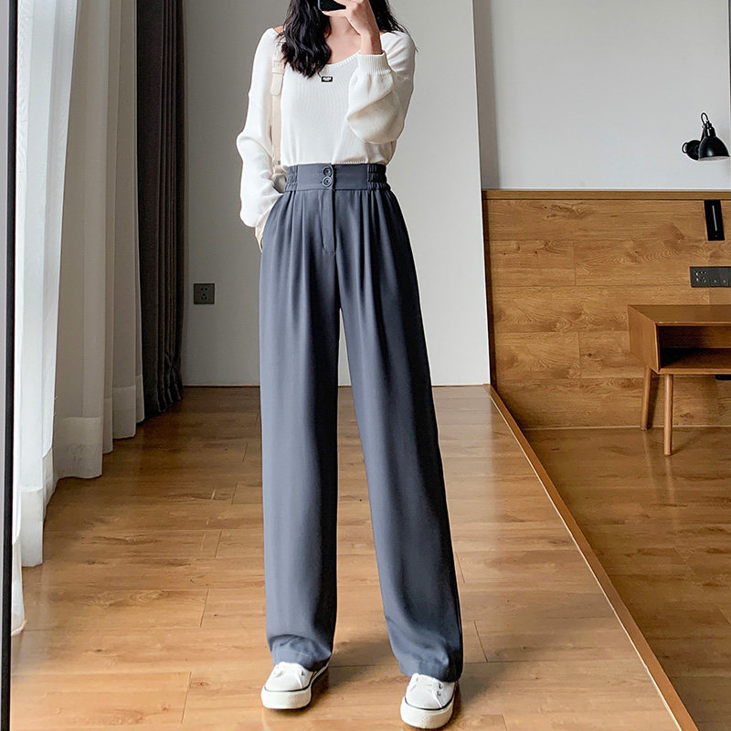 双扣秋冬宽松直筒2020年新款西装裤 伊索芙休闲裤