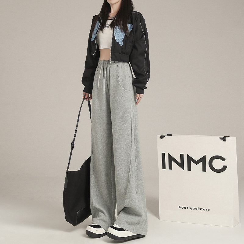 灰色女春秋冬季2022新款宽松卫裤 伊索芙休闲裤