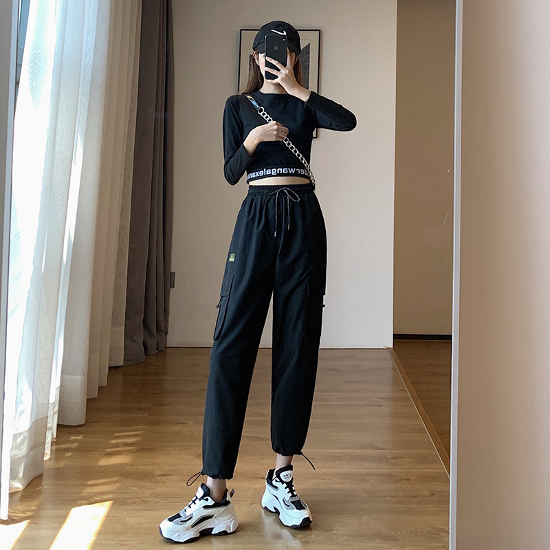 秋季2020新款帅气显瘦高腰潮工装裤 伊索芙休闲裤