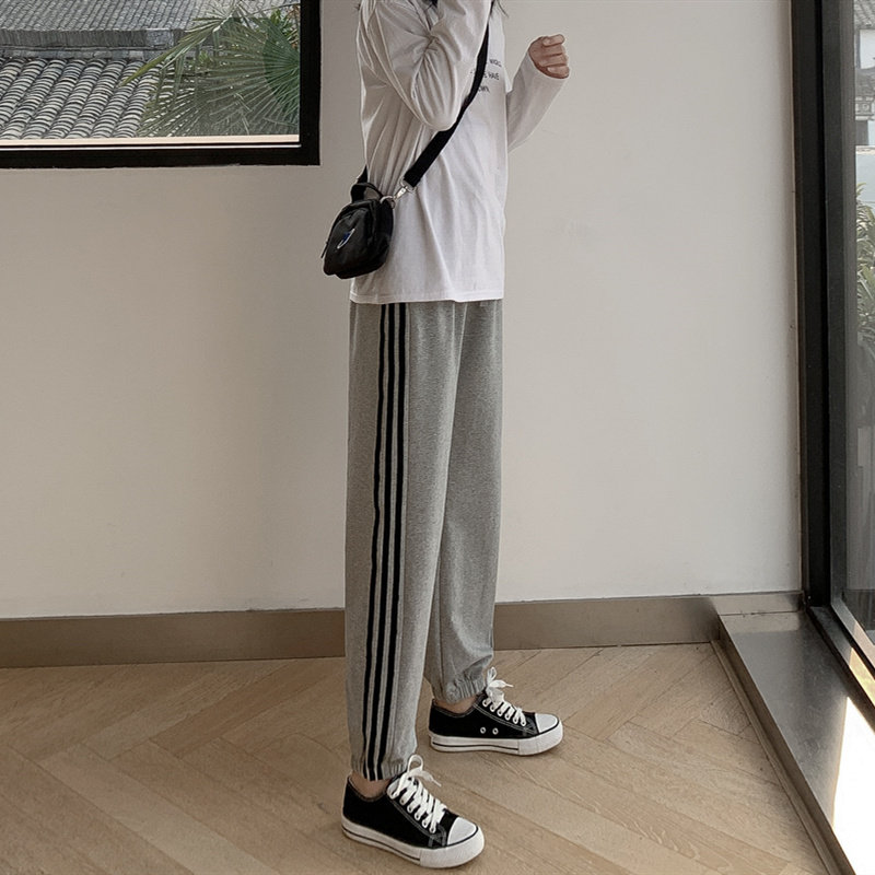 侧条纹运动裤女春季2020灰色 伊索芙休闲裤