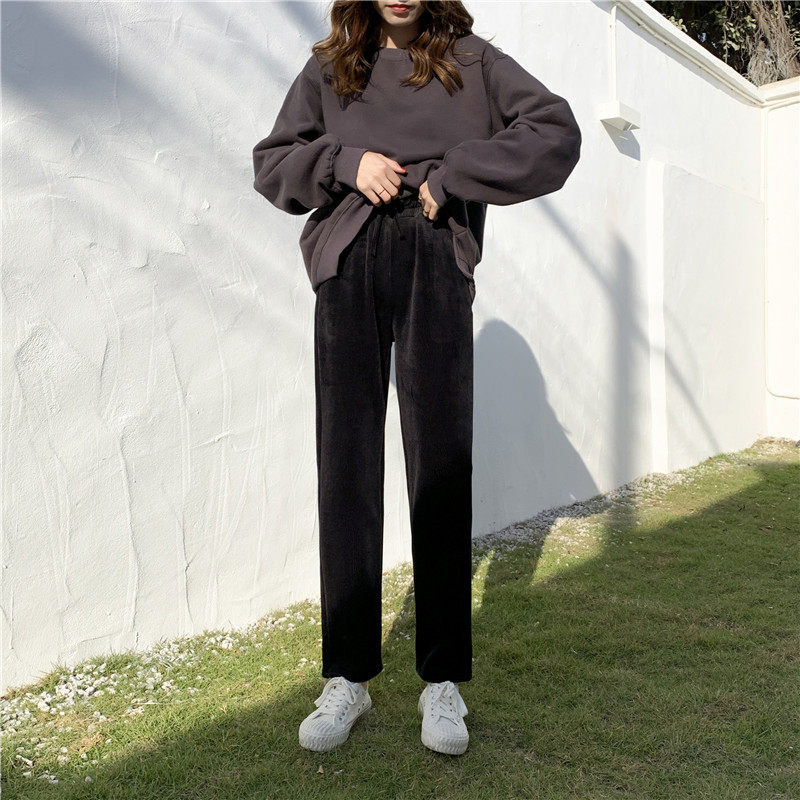 雪尼尔加厚老爹加绒2020年烟管裤 伊索芙休闲裤