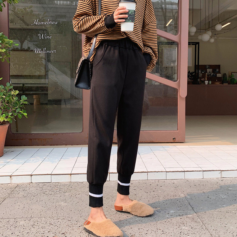 针织毛呢秋冬萝卜裤阔腿运动哈伦裤 伊索芙休闲裤