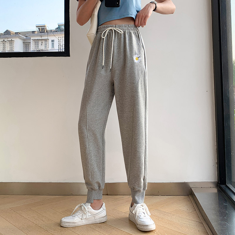 灰色夏季2020新款休闲宽松束脚卫裤 伊索芙休闲裤