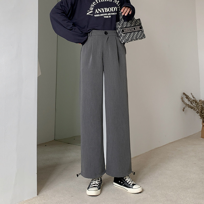 灰色西装裤秋季2020新款束脚哈伦裤 伊索芙休闲裤