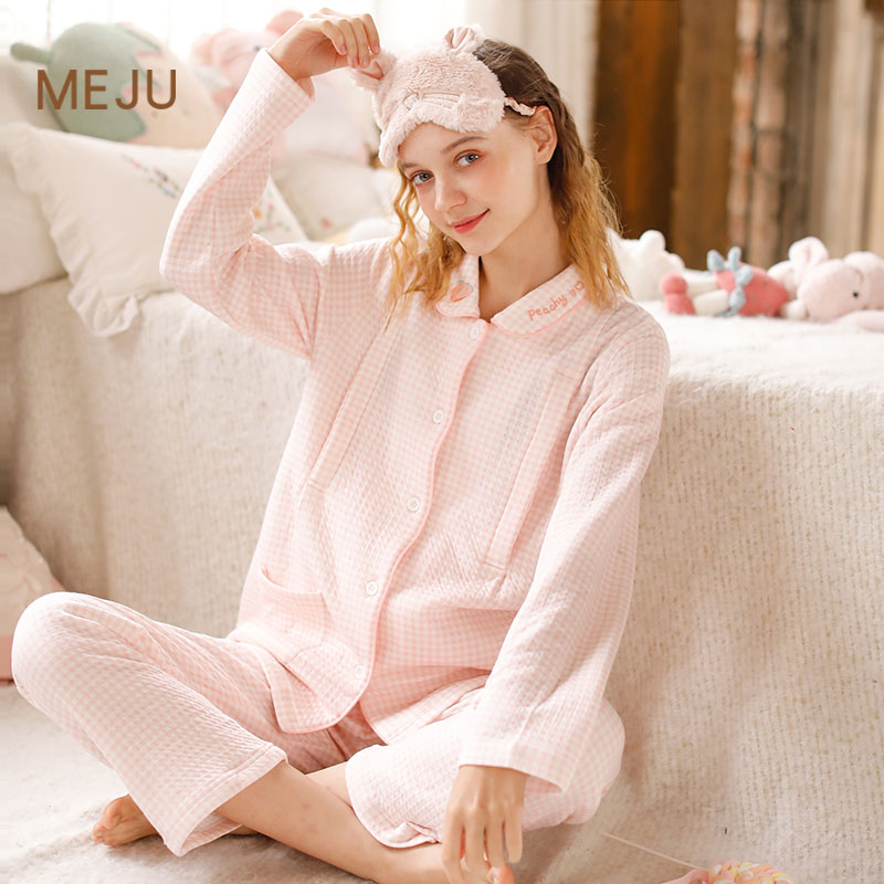 秋冬月子服10月份产后喂奶11睡衣 meju家居服套装