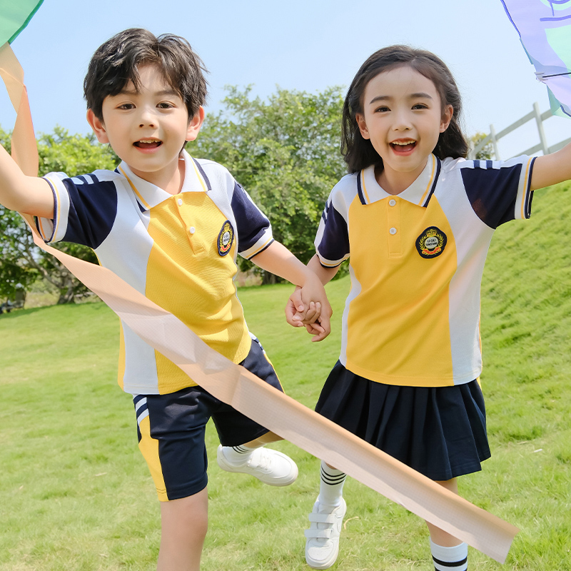 幼儿园园服夏装班服夏季六一纯棉运动学院风一年级小学生校服套装 - 图1