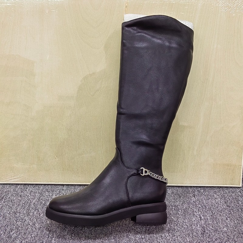 撤柜清仓处理英伦风高筒骑士靴女侧拉链皮带扣显瘦长筒靴平底圆头,淘宝优惠券,粉丝福利购,淘宝优惠卷