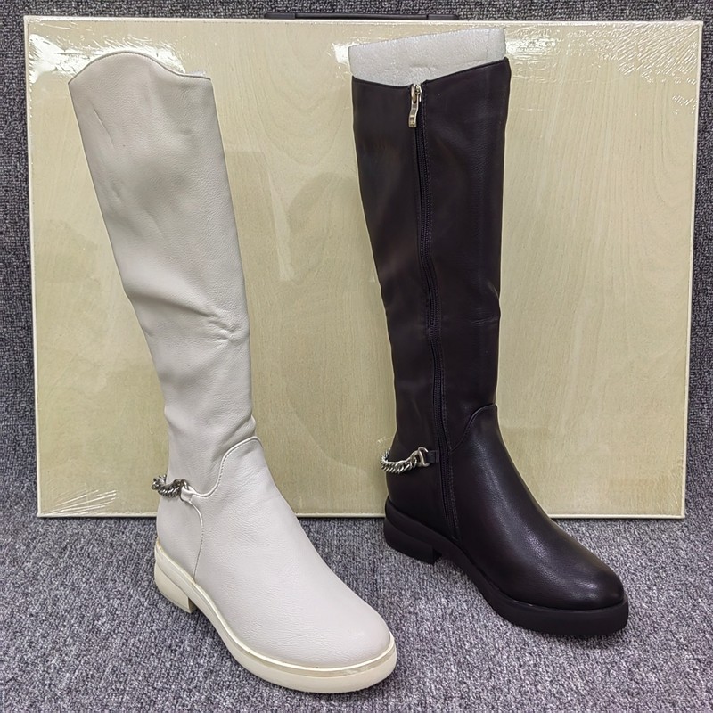 撤柜清仓处理英伦风高筒骑士靴女侧拉链皮带扣显瘦长筒靴平底圆头,淘宝优惠券,粉丝福利购,淘宝优惠卷