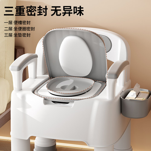 坐便器老年人可移动马桶便携式上厕所座便椅子凳孕妇卧室家用结实 - 图3
