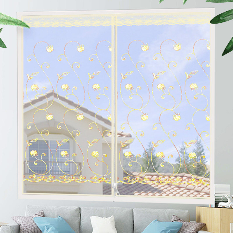 防蚊纱窗网自粘型高档拉链窗纱门帘 明航纱窗/纱门