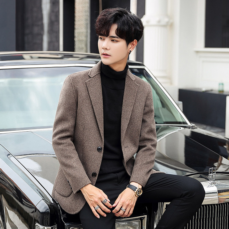 秋冬双面羊毛男士短款外套呢大衣 哥尼诺毛呢大衣