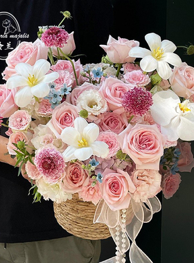铃兰花艺仙子之吻抱抱桶花篮