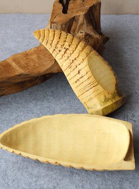竹根茶点盘子日式水果干工艺品